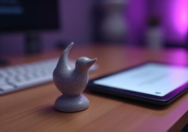 Legal documents and a small bird figurine on a modern desk